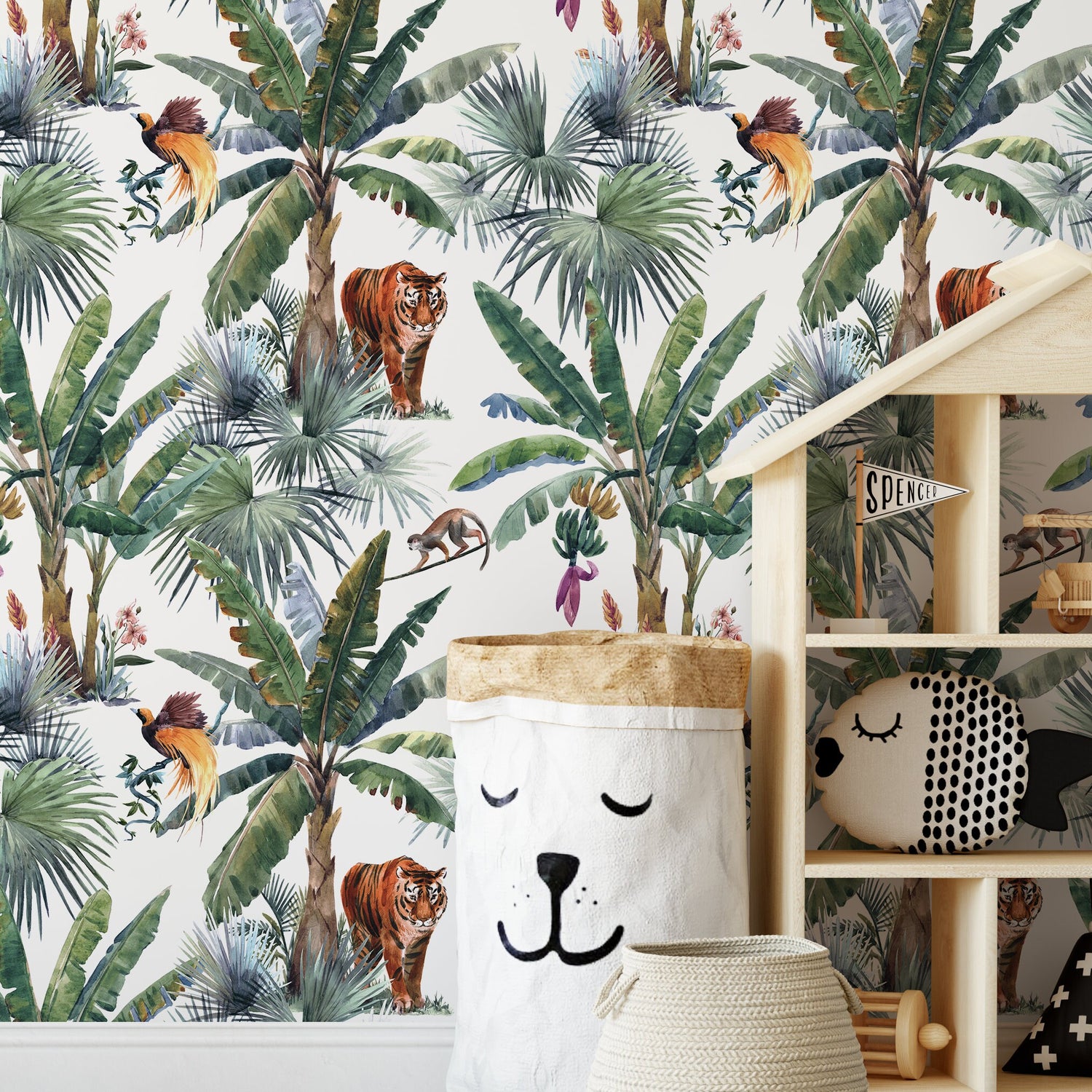 Tropical Jungle Wallpaper Botanical Wallpaper Peel and Stick and Traditional Wallpaper - D645