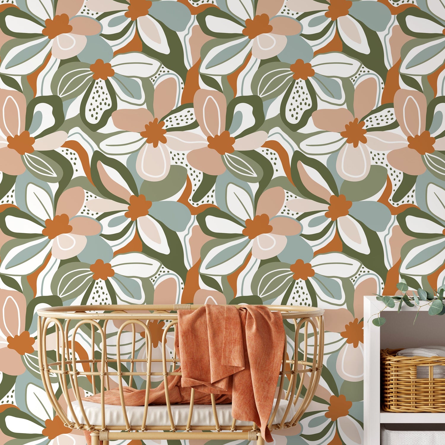 Colorful Floral Wallpaper Fun Wallpaper Peel and Stick and Traditional Wallpaper - D655