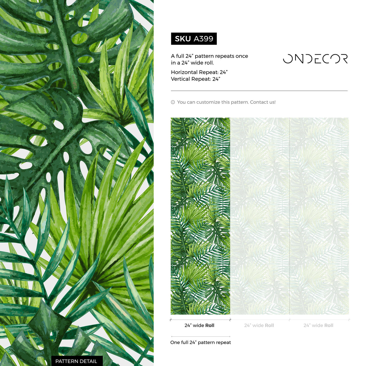 Removable Wallpaper Peel and Stick Wallpaper Wall Paper Wall Mural - Monstera Leaf Wallpaper - A399