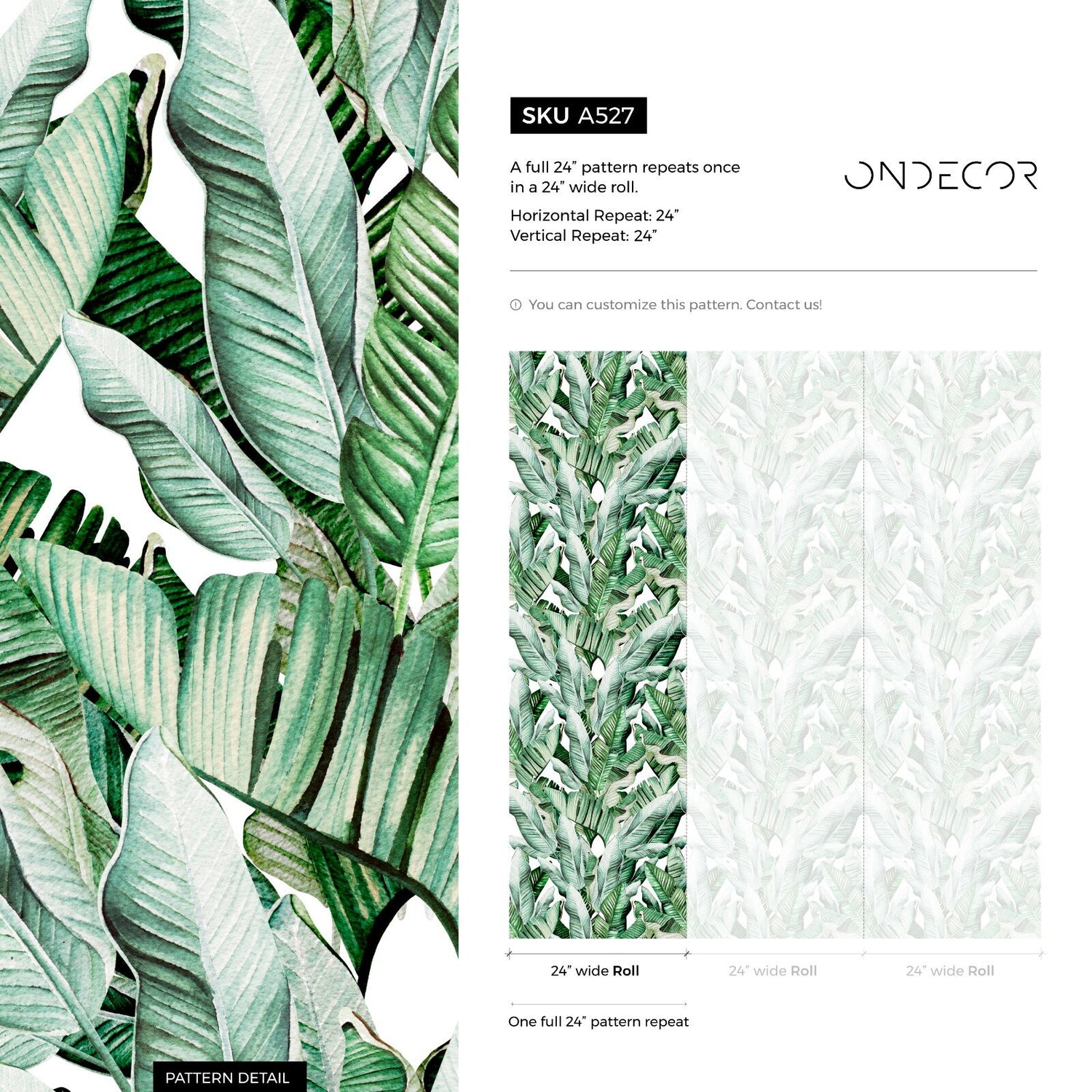 Removable Wallpaper Peel and Stick Wallpaper Wall Paper Wall Mural - Banana Leaf Wallpaper Tropical Wallpaper - A527