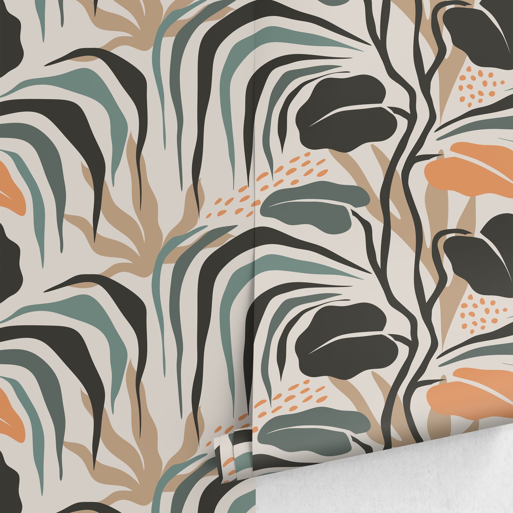 Tropical Boho Wallpaper Leaves Wallpaper Peel and Stick and Traditional Wallpaper - D718