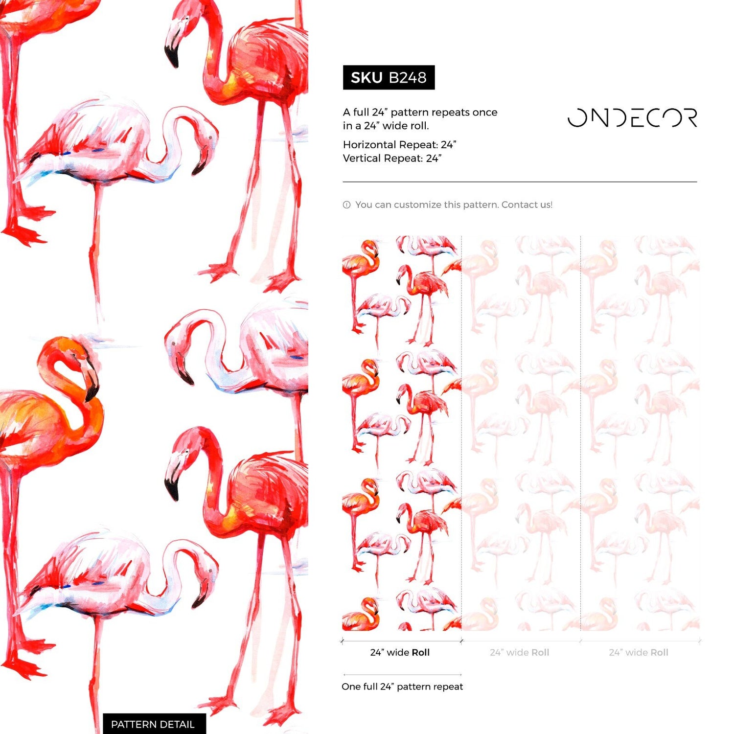 Removable Wallpaper Peel and Stick Wallpaper Wall Paper Wall Mural - Flamingos Wallpaper - B248