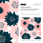 Flat Flowers Wallpaper - Removable Wallpaper Peel and Stick Wallpaper Wall Paper - B374