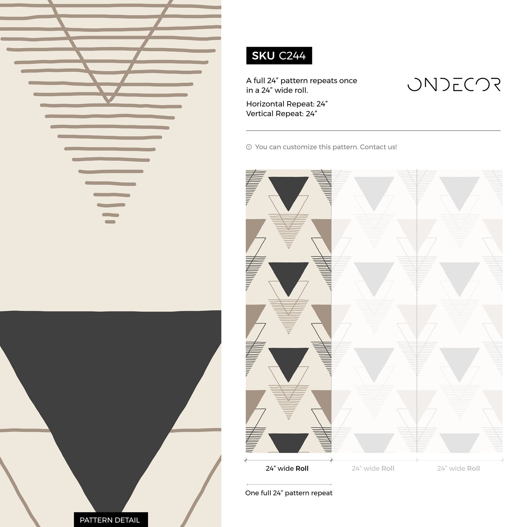 Removable Wallpaper Peel and Stick Wallpaper Wall Paper Wall Mural - Geometric Triangles Wallpaper - C244