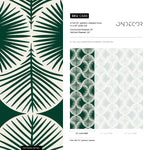 Green Modern Palms Wallpaper / Peel and Stick Wallpaper Removable Wallpaper Home Decor Wall Art Wall Decor Room Decor - C688