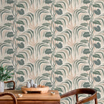 Tropical Green Leaves Wallpaper Boho Wallpaper Peel and Stick and Traditional Wallpaper - D720