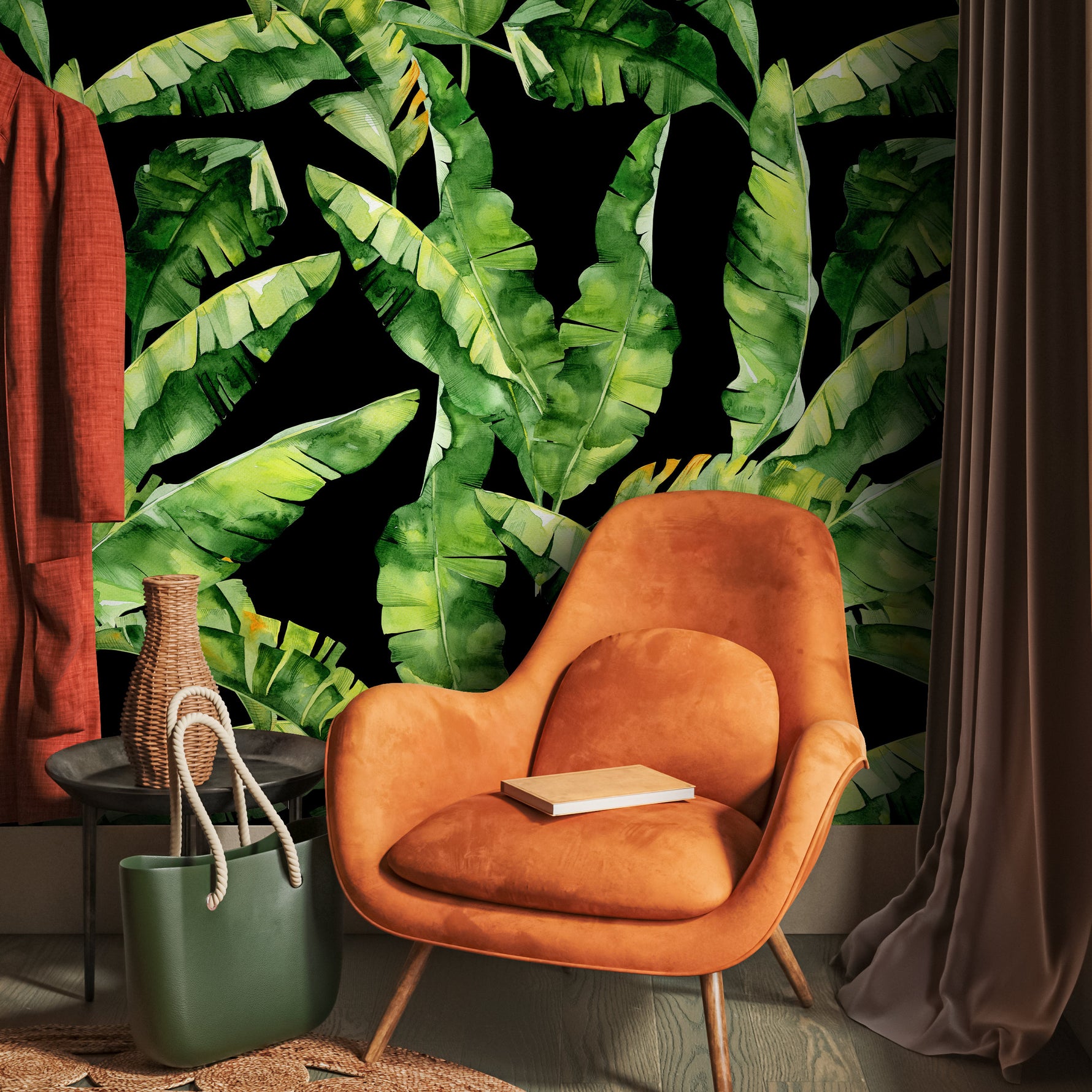 Wallpaper Peel and Stick Wallpaper Removable Wallpaper Home Decor Room Decor/ Tropical Banana Leaf Wallpaper, Jungle Leaves Wallpaper - A266