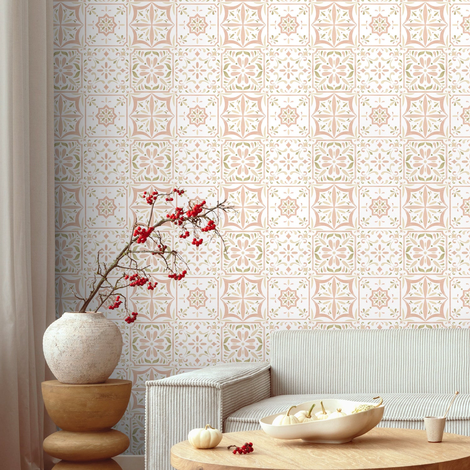 Removable Wallpaper Scandinavian Wallpaper Temporary Wallpaper Flowers Wallpaper Peel and Stick Wallpaper Wall Paper - D945