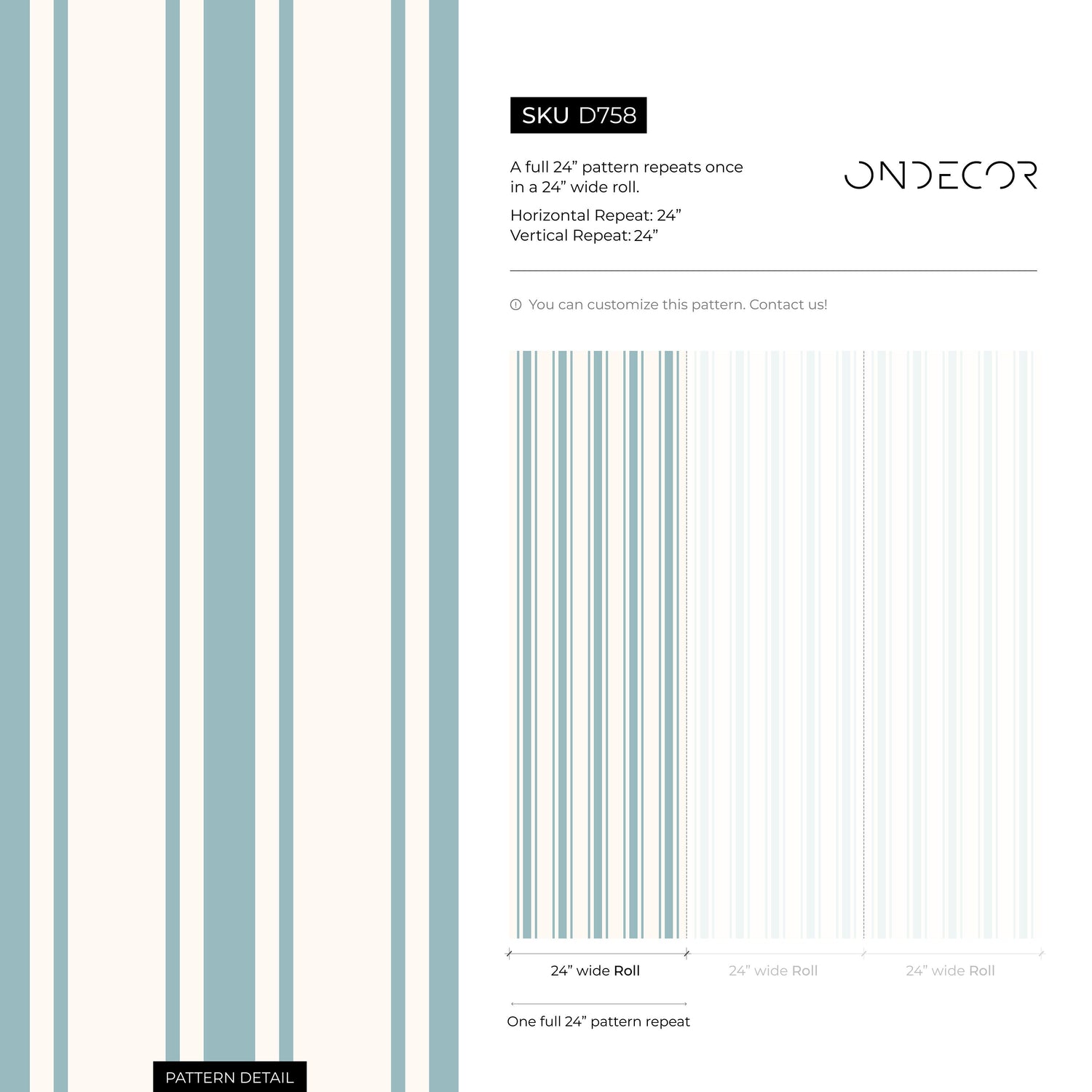 Light Blue Striped Wallpaper Vintage Wallpaper Peel and Stick and Traditional Wallpaper - D758