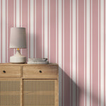 Pink Striped Wallpaper Vintage Wallpaper Peel and Stick and Traditional Wallpaper - D759