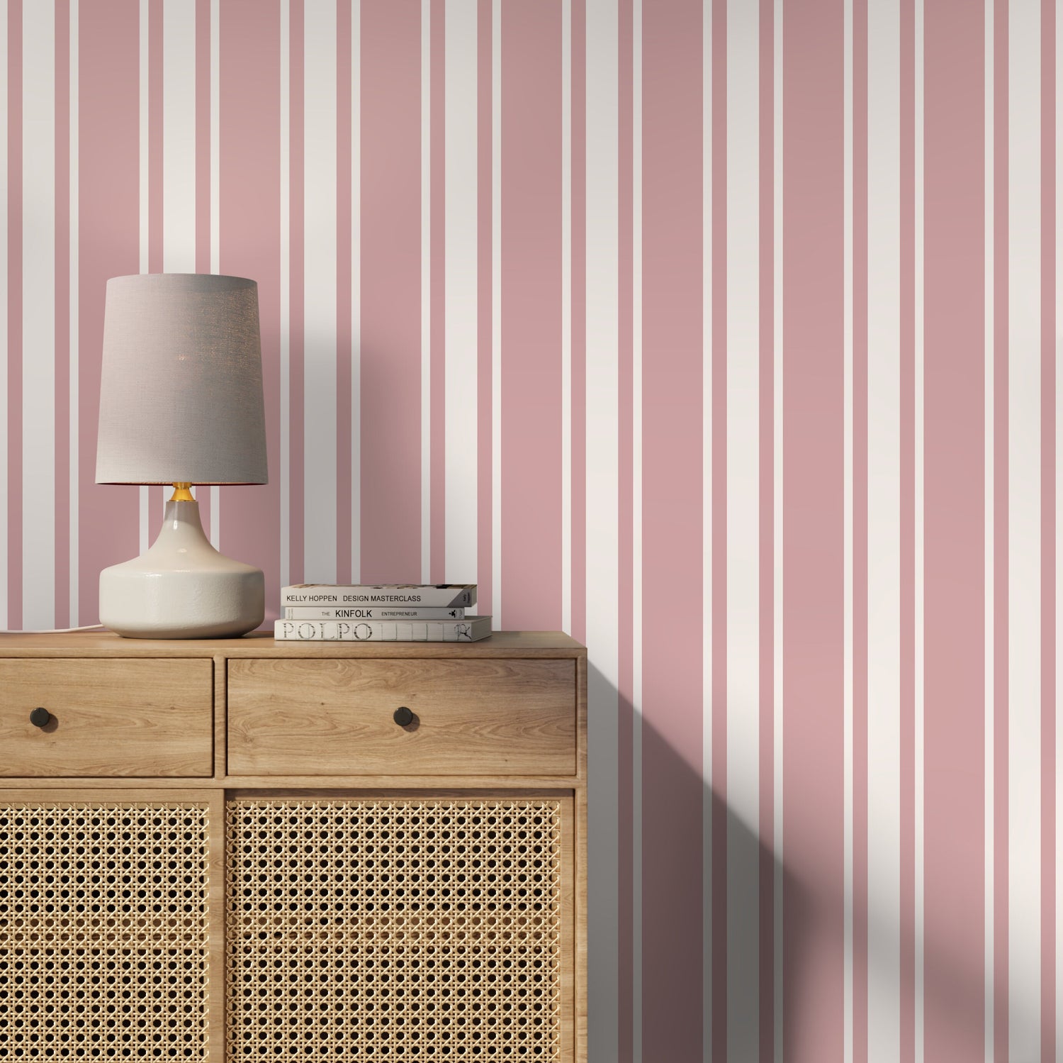 Pink Striped Wallpaper Vintage Wallpaper Peel and Stick and Traditional Wallpaper - D759