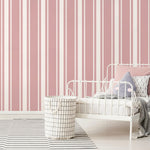 Pink Striped Wallpaper Vintage Wallpaper Peel and Stick and Traditional Wallpaper - D759