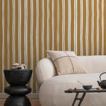 Mustard Lines Wallpaper Striped Wallpaper Peel and Stick and Traditional Wallpaper - D767