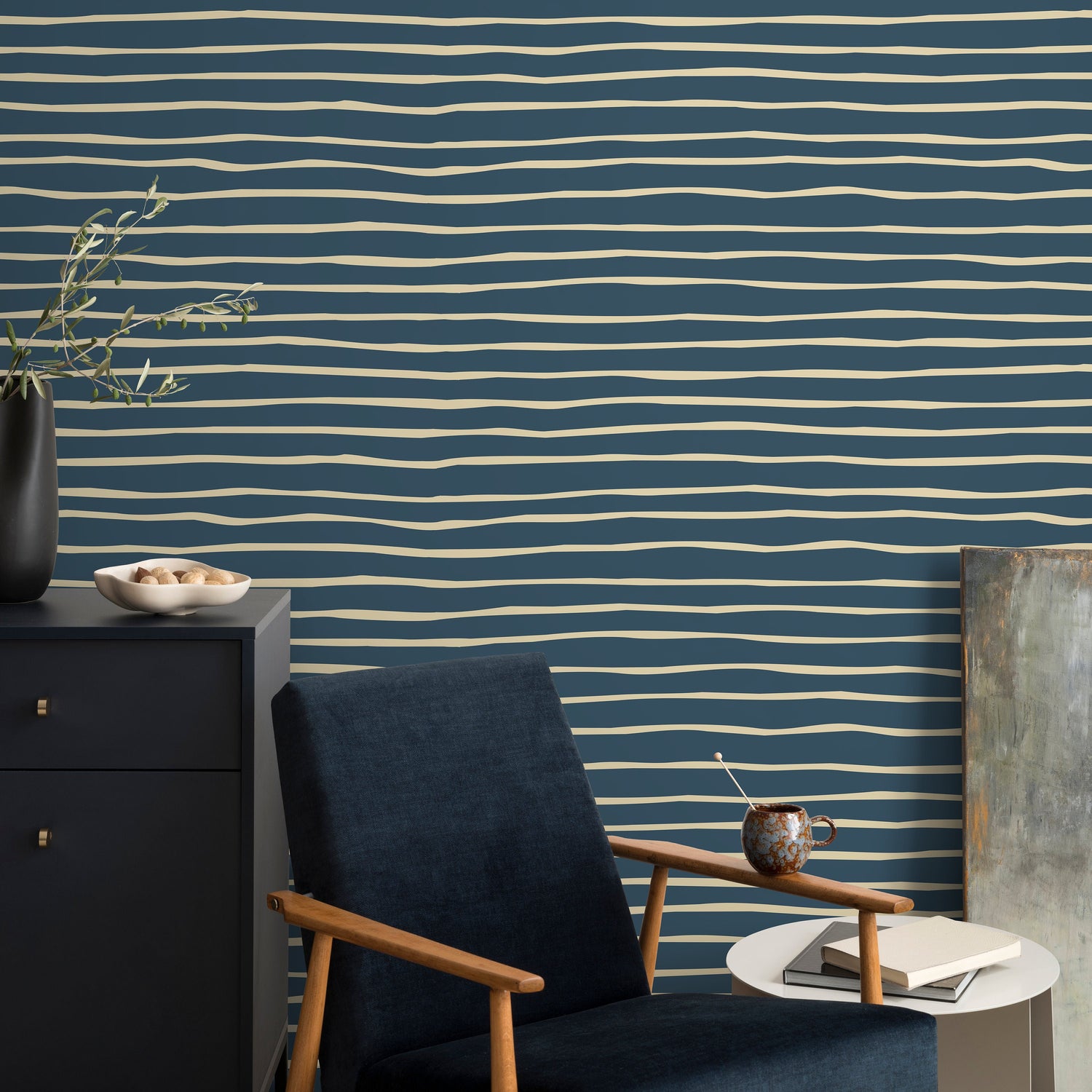 Unique Striped Wallpaper Modern Waves Wallpaper Peel and Stick and Traditional Wallpaper - D776