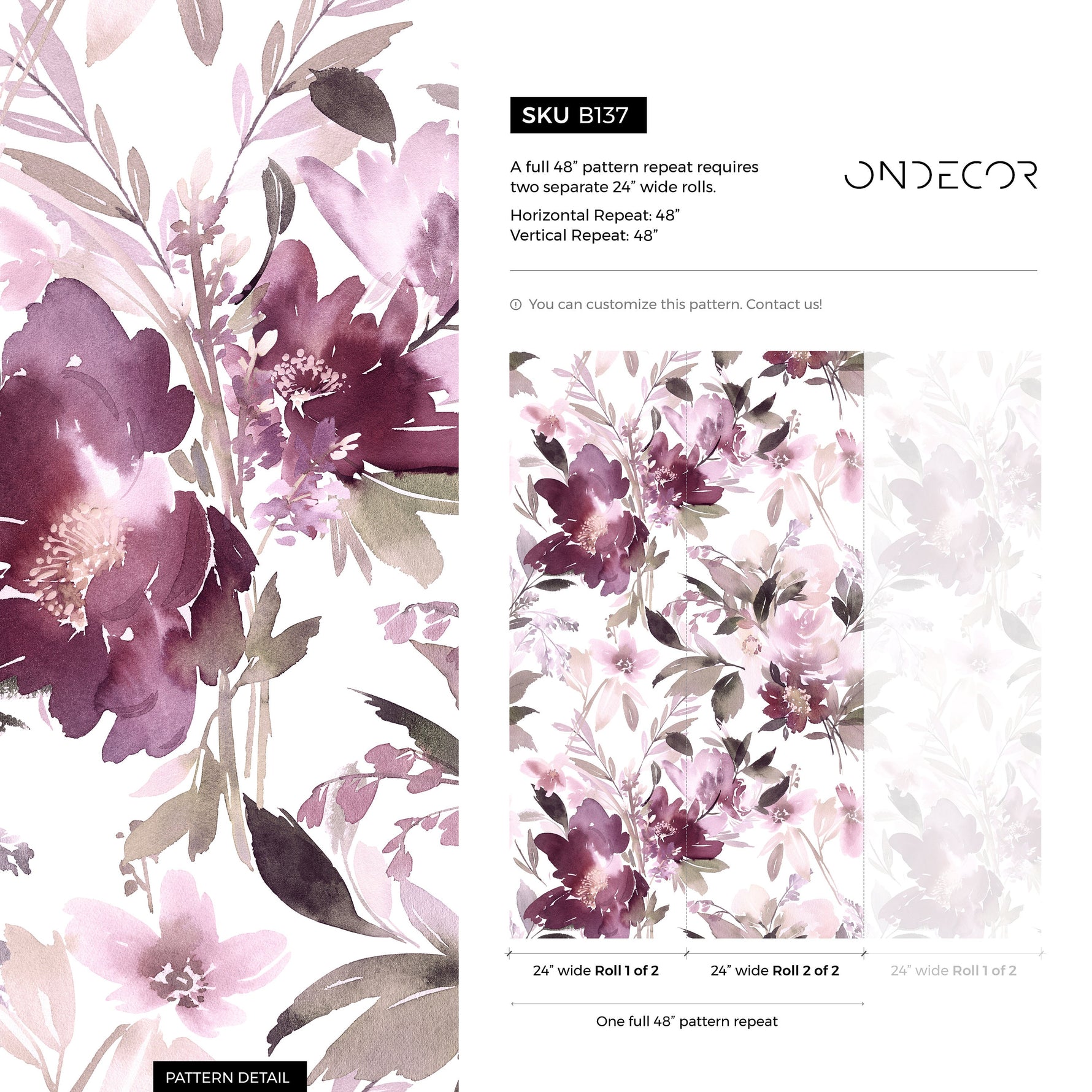 Elegant Floral Watercolor Wallpaper - B137