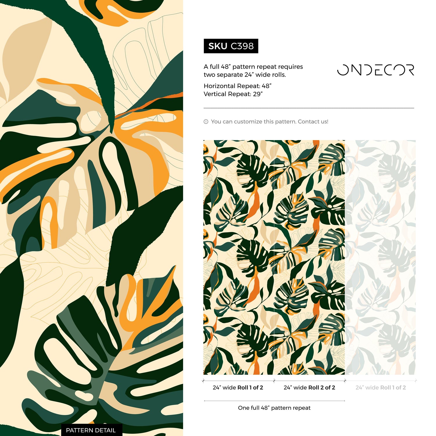 Tropical Leaves Wallpaper - C398