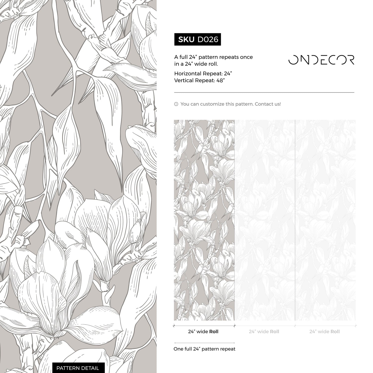 Floral Line Art Wallpaper - D026