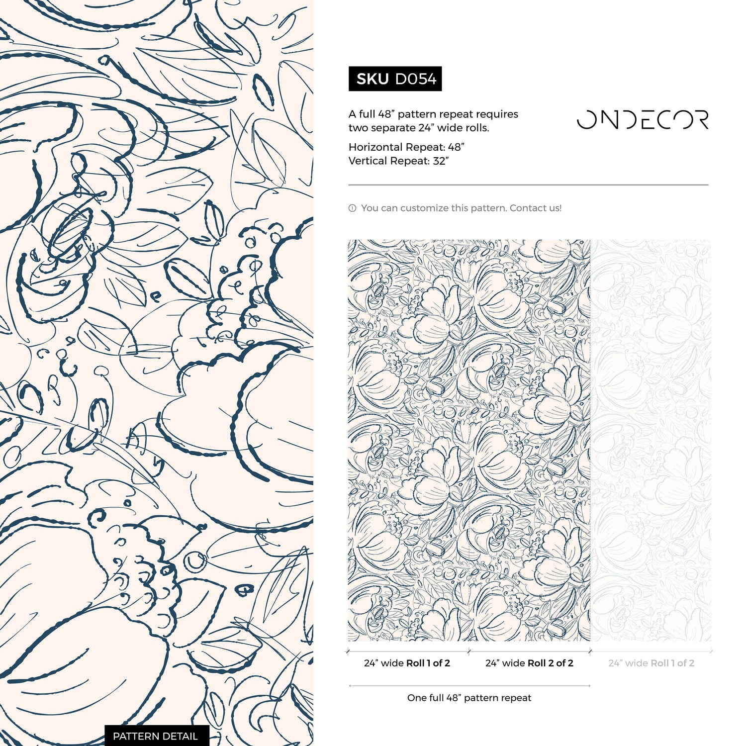 Floral Sketch Elegance Wallpaper - D054