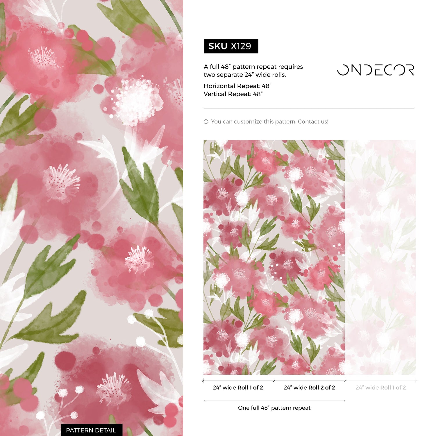 Watercolor Floral Harmony Wallpaper - X129