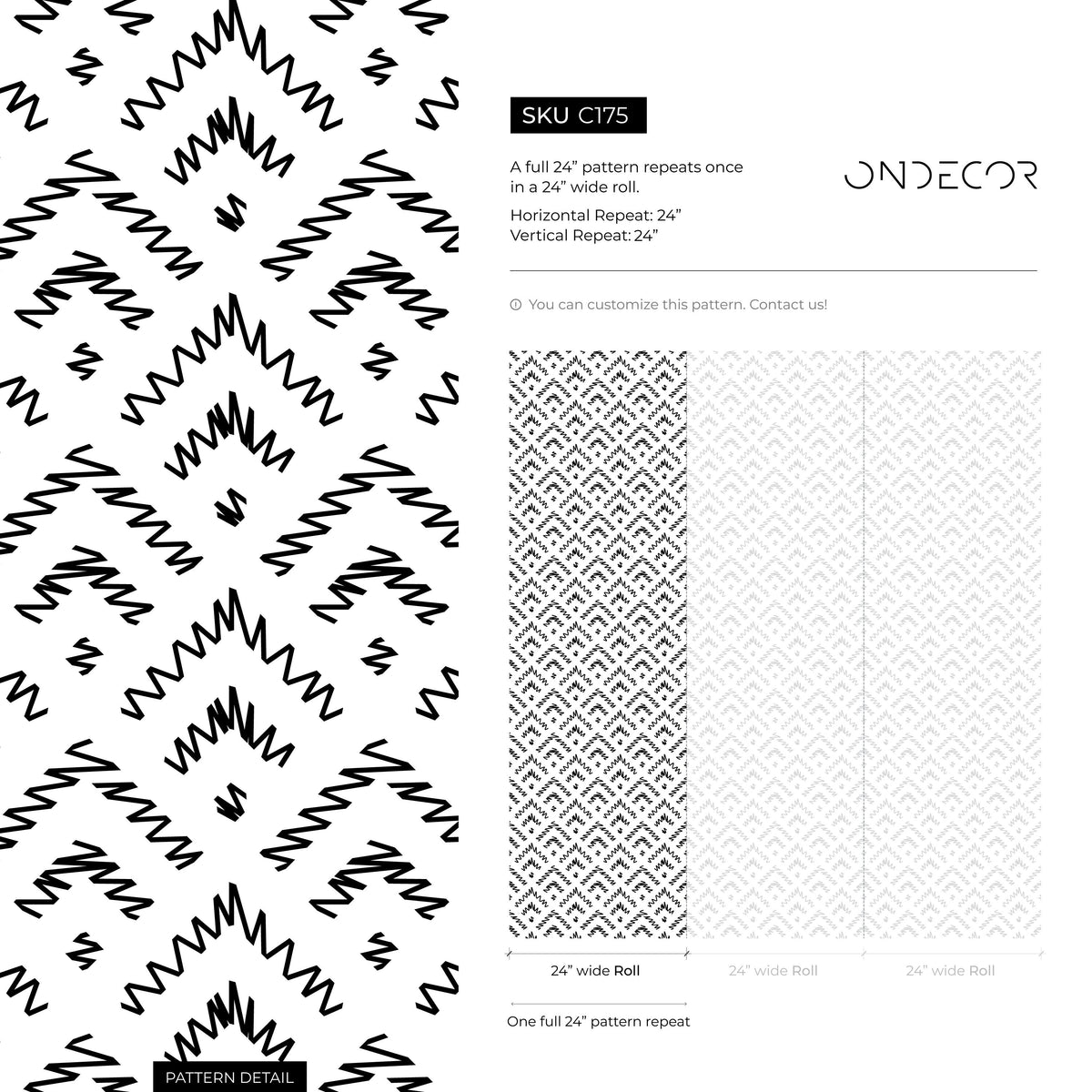 Black and White Abstract Zigzag Wallpaper - C175