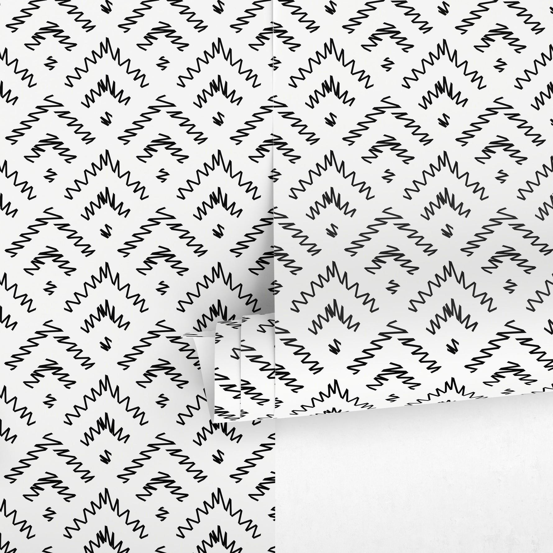 Black and White Abstract Zigzag Wallpaper - C175