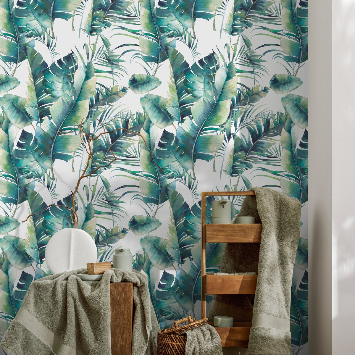 Temporary Wallpaper Tropical Wall Decor Leaves Removable Wallpaper Peel and Stick Wallpaper Wall Paper Removable - A512