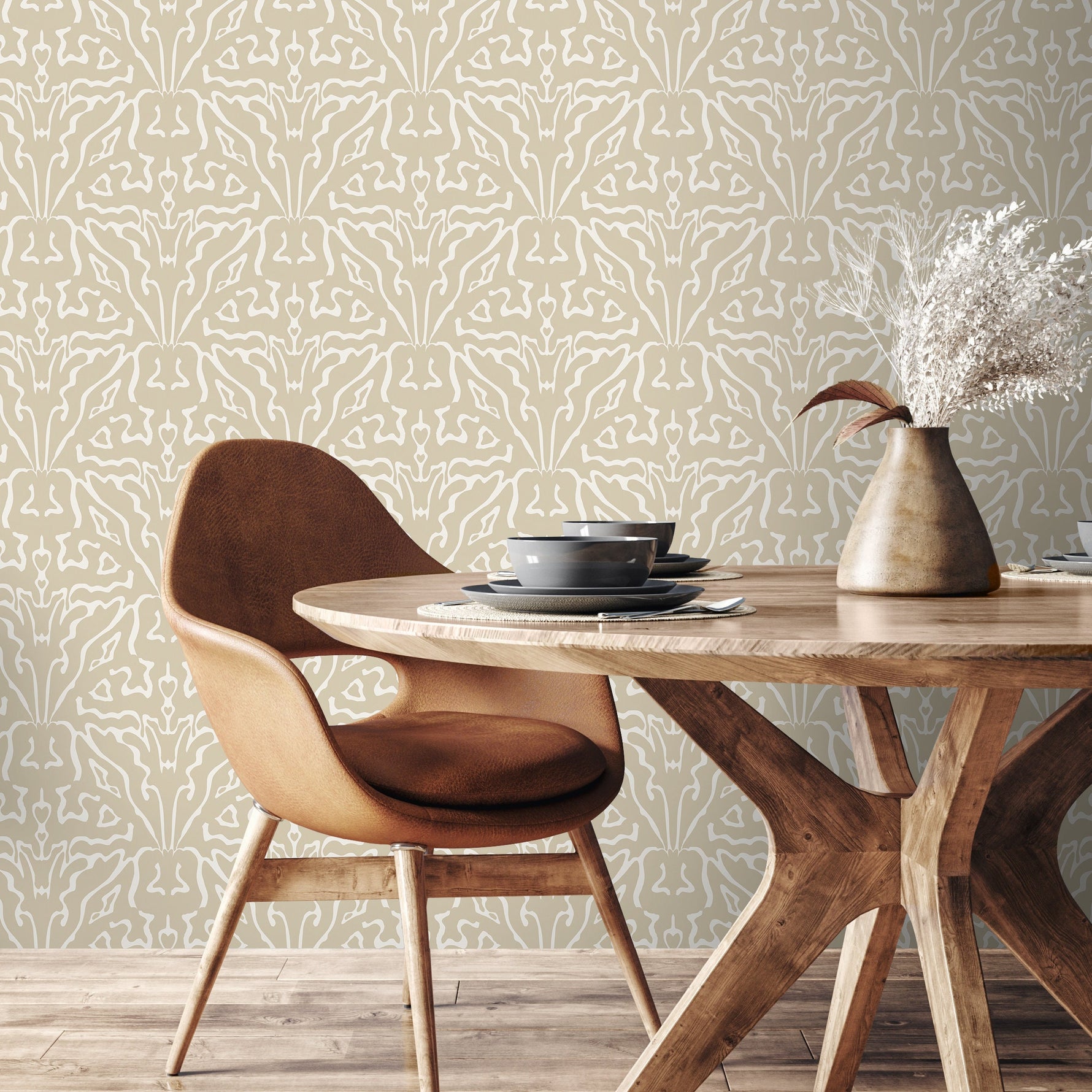 Neutral Boho Abstract Wallpaper / Peel and Stick Wallpaper Removable Wallpaper Home Decor Wall Art Wall Decor Room Decor - C858