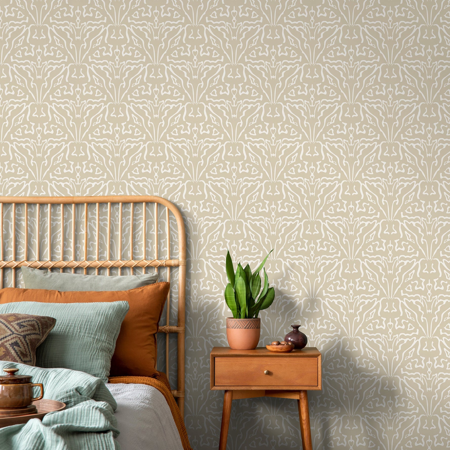 Neutral Boho Abstract Wallpaper / Peel and Stick Wallpaper Removable Wallpaper Home Decor Wall Art Wall Decor Room Decor - C858