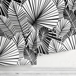 Wallpaper Peel and Stick Wallpaper Removable Wallpaper Home Decor Wall Decor Room Decor / Black and White Modern Leaves Wallpaper - B324