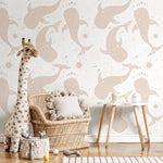 Mystique and Celestial Wallpaper Removable Peel and Stick Wallpaper, Peel and Stick Wallpaper Moon and whale - ZAAS