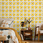 Wallpaper Peel and Stick Wallpaper Removable Wallpaper Home Decor Wall Art Wall Decor Room Decor / Yellow Tile Scandinavian Wallpaper - A737