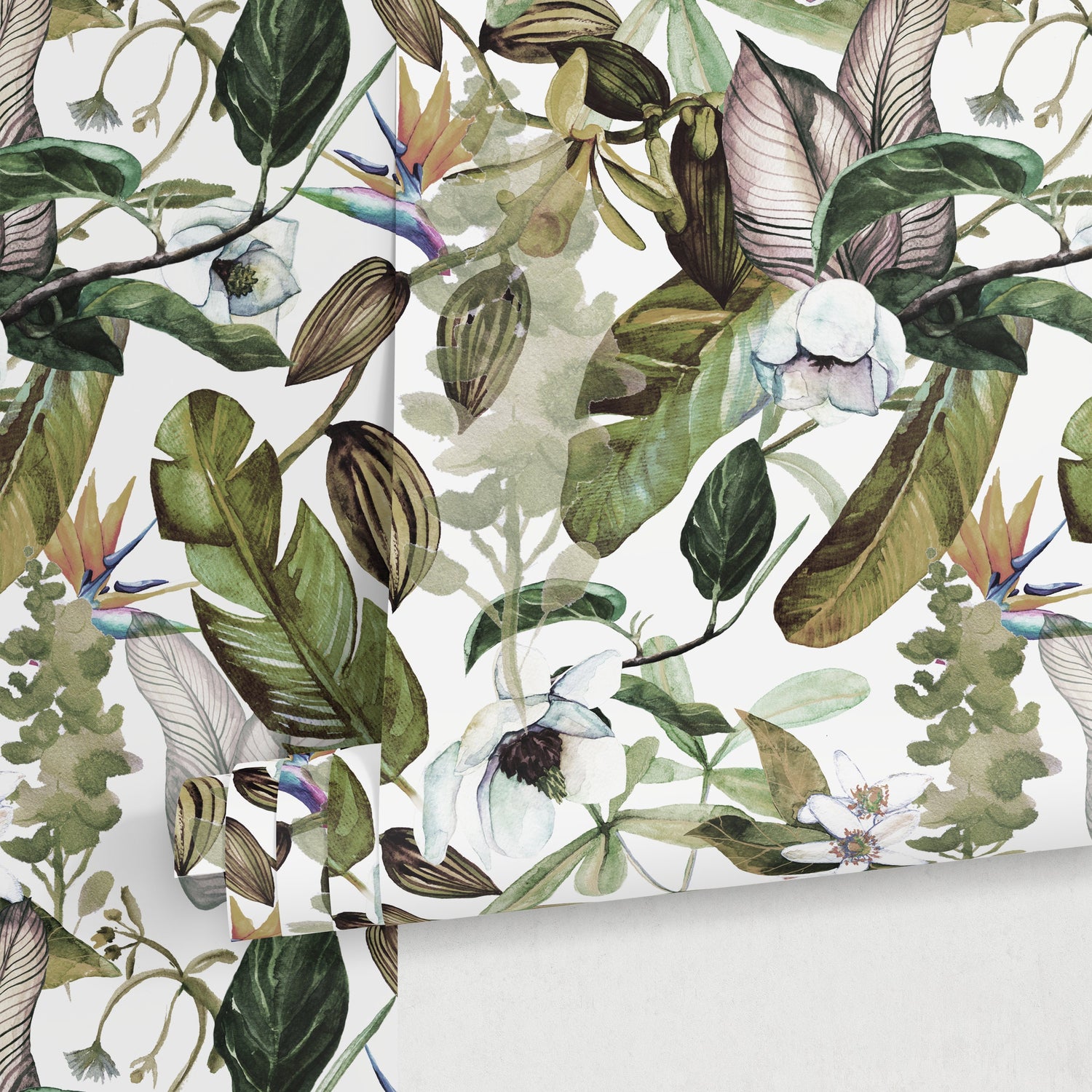 Wallpaper Peel and Stick Wallpaper Removable Wallpaper Home Decor Wall Decor Room Decor / Botanical Floral and Leaves Wallpaper - A741