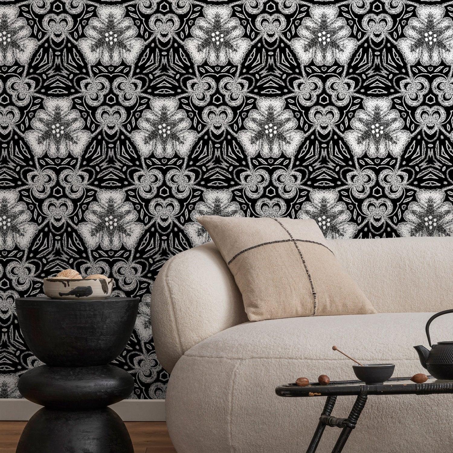 Elegant Floral Damask Wallpaper - X079