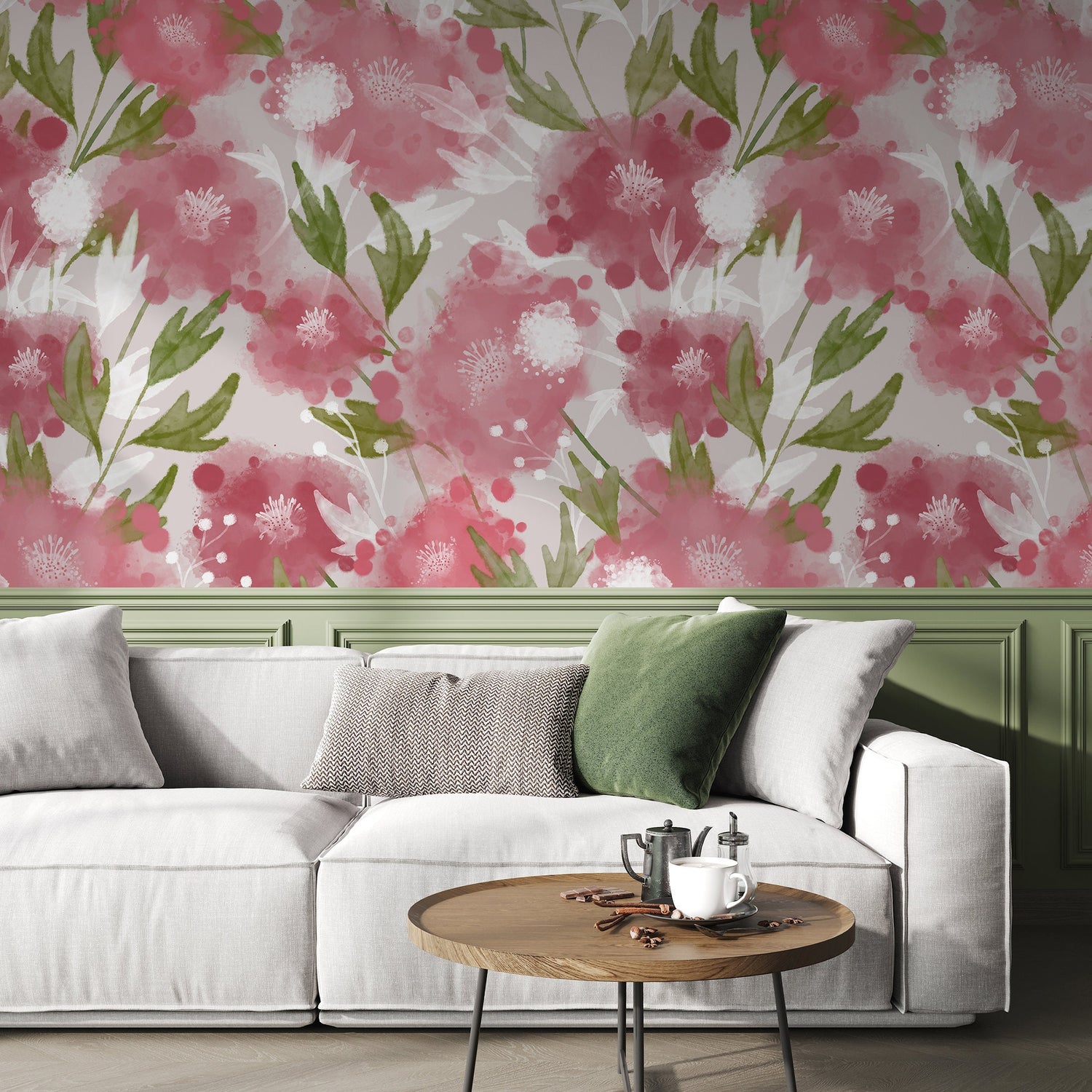 Watercolor Floral Harmony Wallpaper - X129