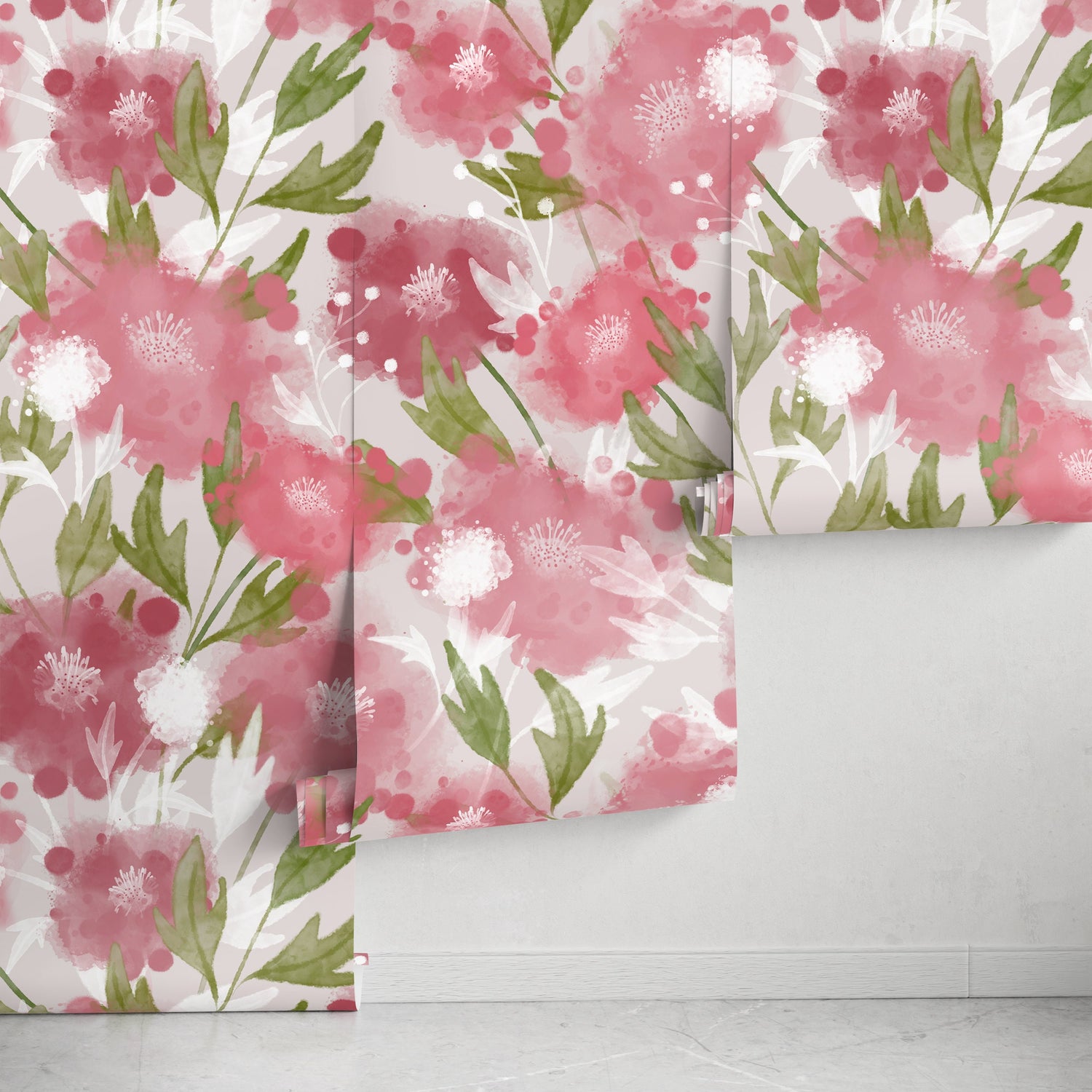 Watercolor Floral Harmony Wallpaper - X129