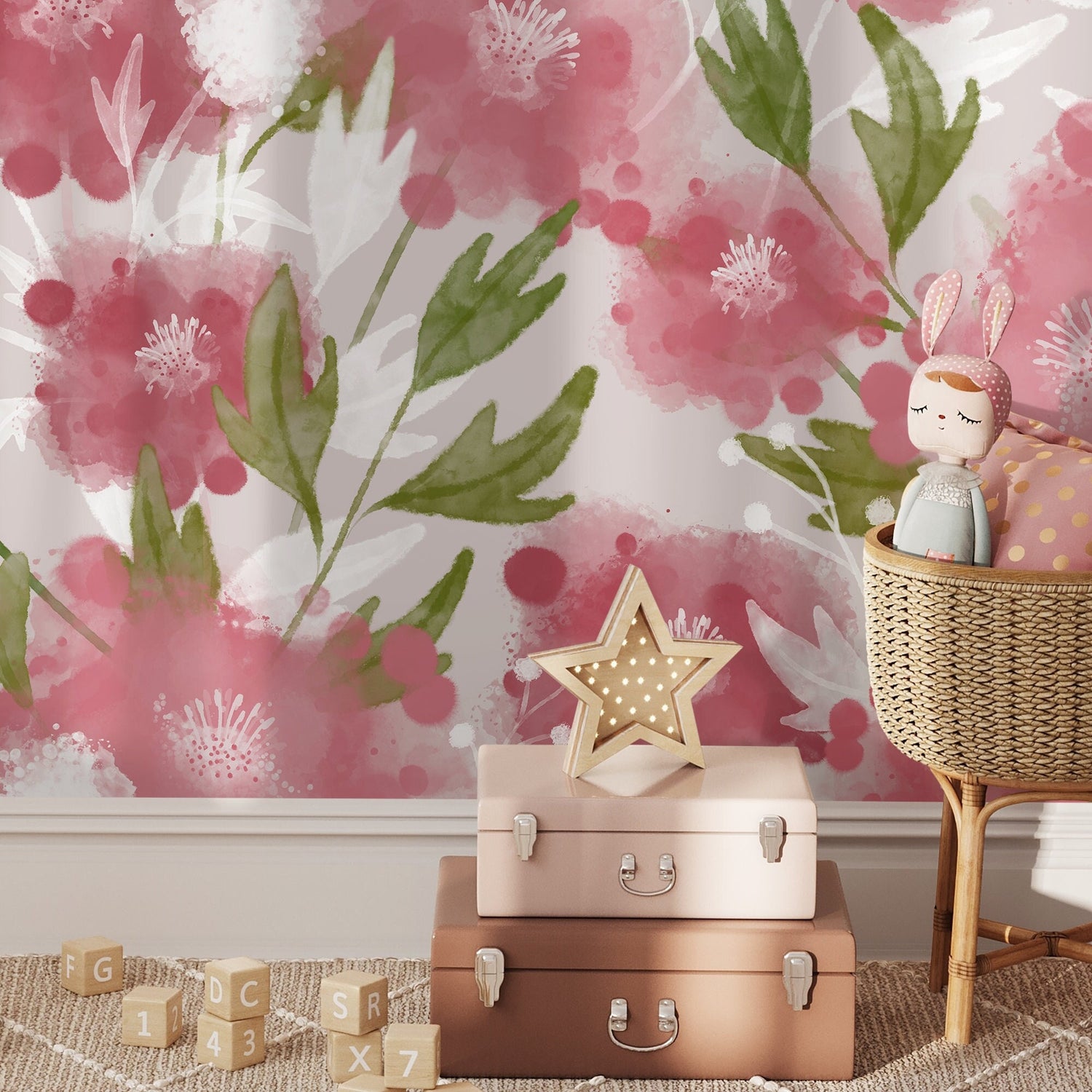 Watercolor Floral Harmony Wallpaper - X129