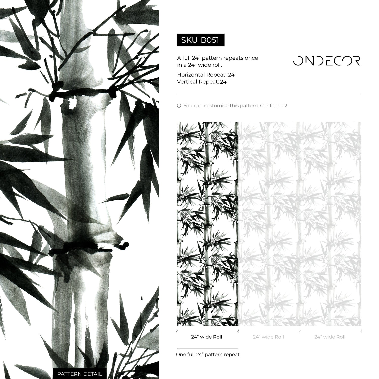 Wallpaper Peel and Stick Wallpaper Removable Wallpaper Home Decor Room Decor / Black and White Japanese Wallpaper, Bamboo Wallpaper - B051