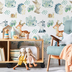 Temporary Wallpaper Nursery Decor Removable Wallpaper Peel and Stick Baby Wallpaper Wall Mural Cute Animals Wallpaper - B509