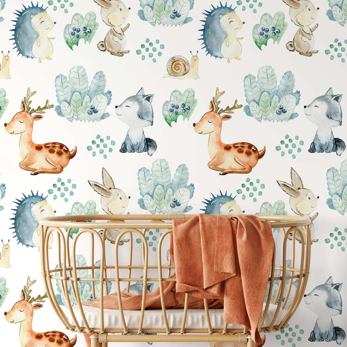 Temporary Wallpaper Nursery Decor Removable Wallpaper Peel and Stick Baby Wallpaper Wall Mural Cute Animals Wallpaper - B509