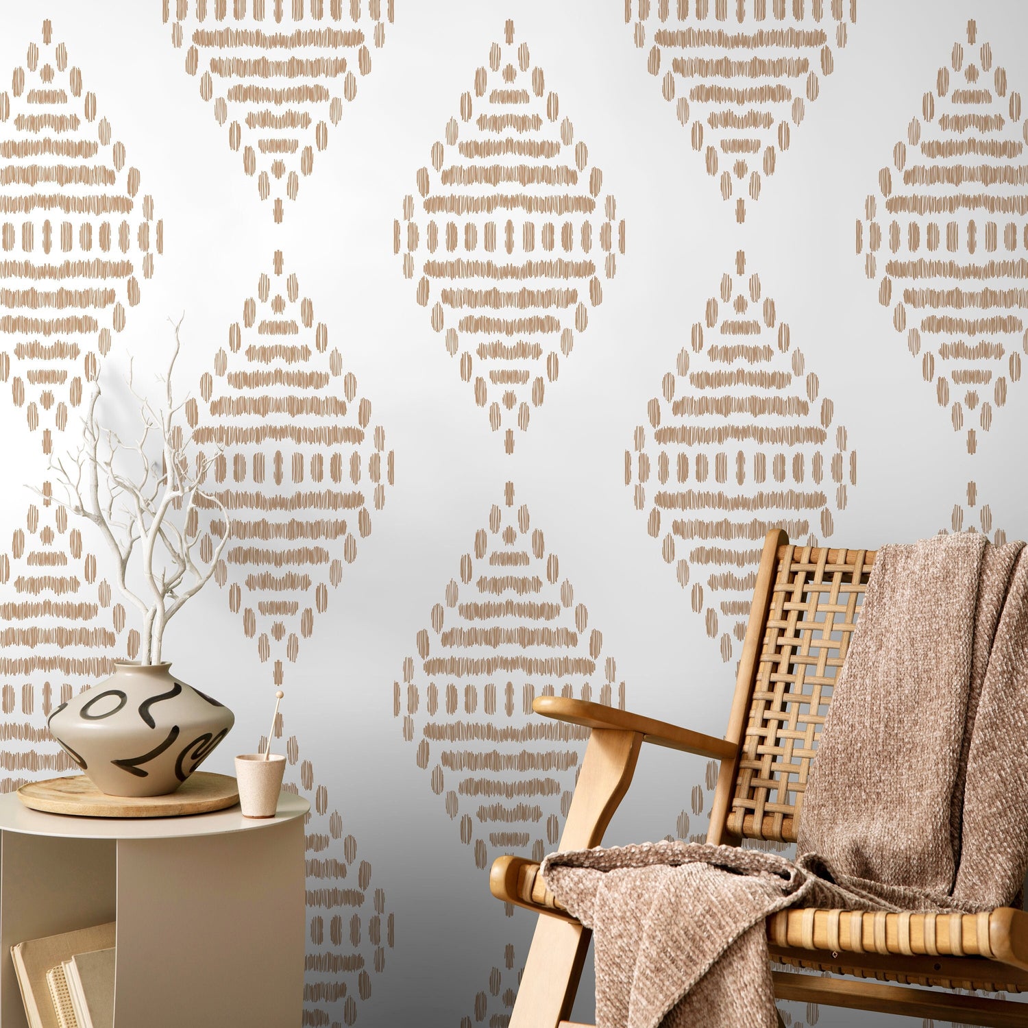 Wallpaper Peel and Stick Wallpaper Removable Wallpaper Home Decor Wall Art Wall Decor Room Decor / Diamond Line Art Wallpaper - C602