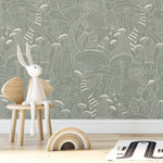 Sage Green Mushroom Wallpaper Modern Peel and Stick and Traditional Wallpaper - D810