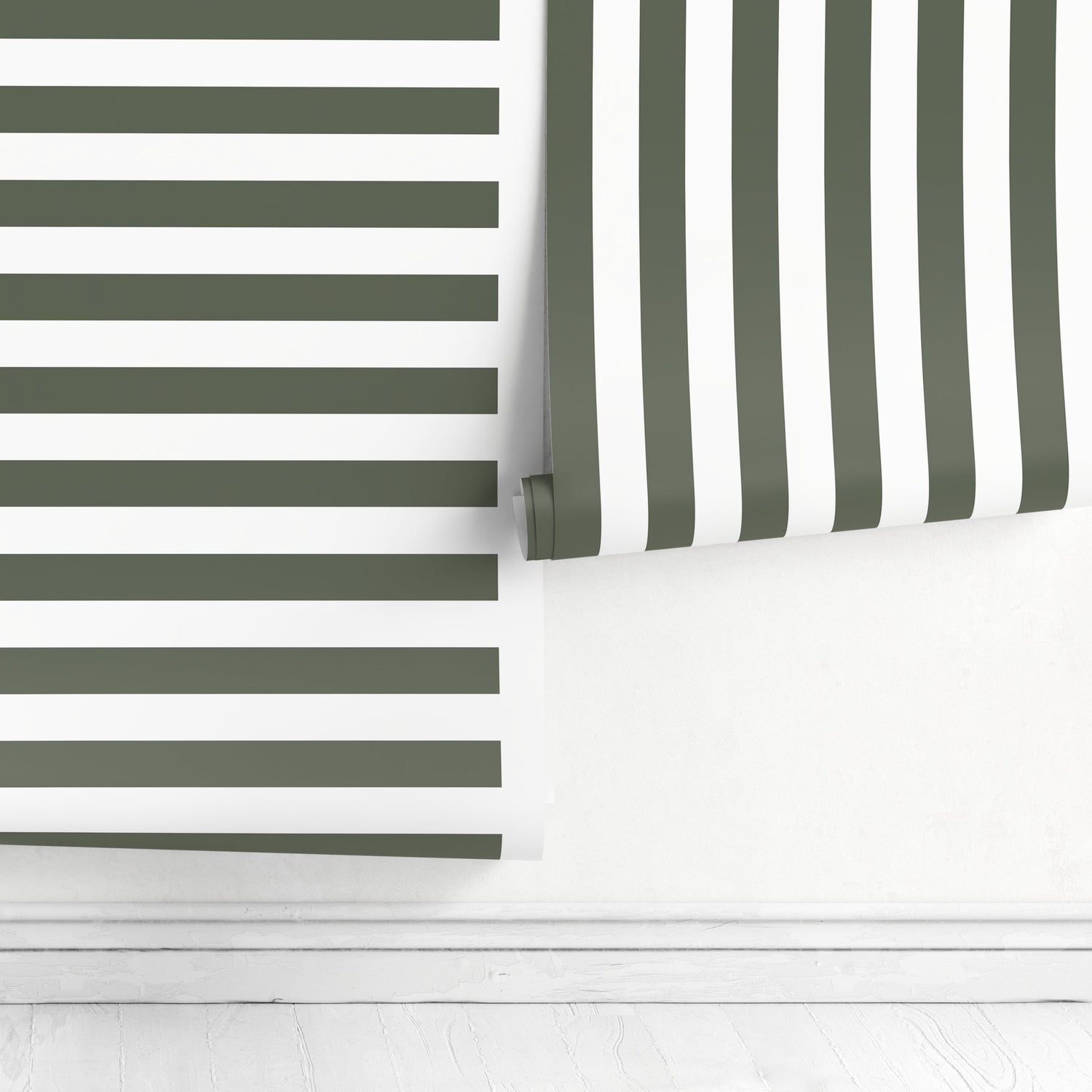 Olive Green Striped Wallpaper Modern Geometric Wallpaper Peel and Stick and Traditional Wallpaper - D735