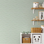 Light Green Minimalist Lines Wallpaper Boho Wallpaper Peel and Stick and Traditional Wallpaper - D747