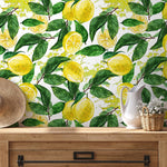 Wallpaper Peel and Stick Wallpaper Removable Wallpaper Home Decor Wall Art Wall Decor Room Decor / Tropical Yellow Lemon Wallpaper - A174