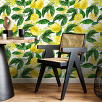 Wallpaper Peel and Stick Wallpaper Removable Wallpaper Home Decor Wall Art Wall Decor Room Decor / Tropical Yellow Lemon Wallpaper - A174