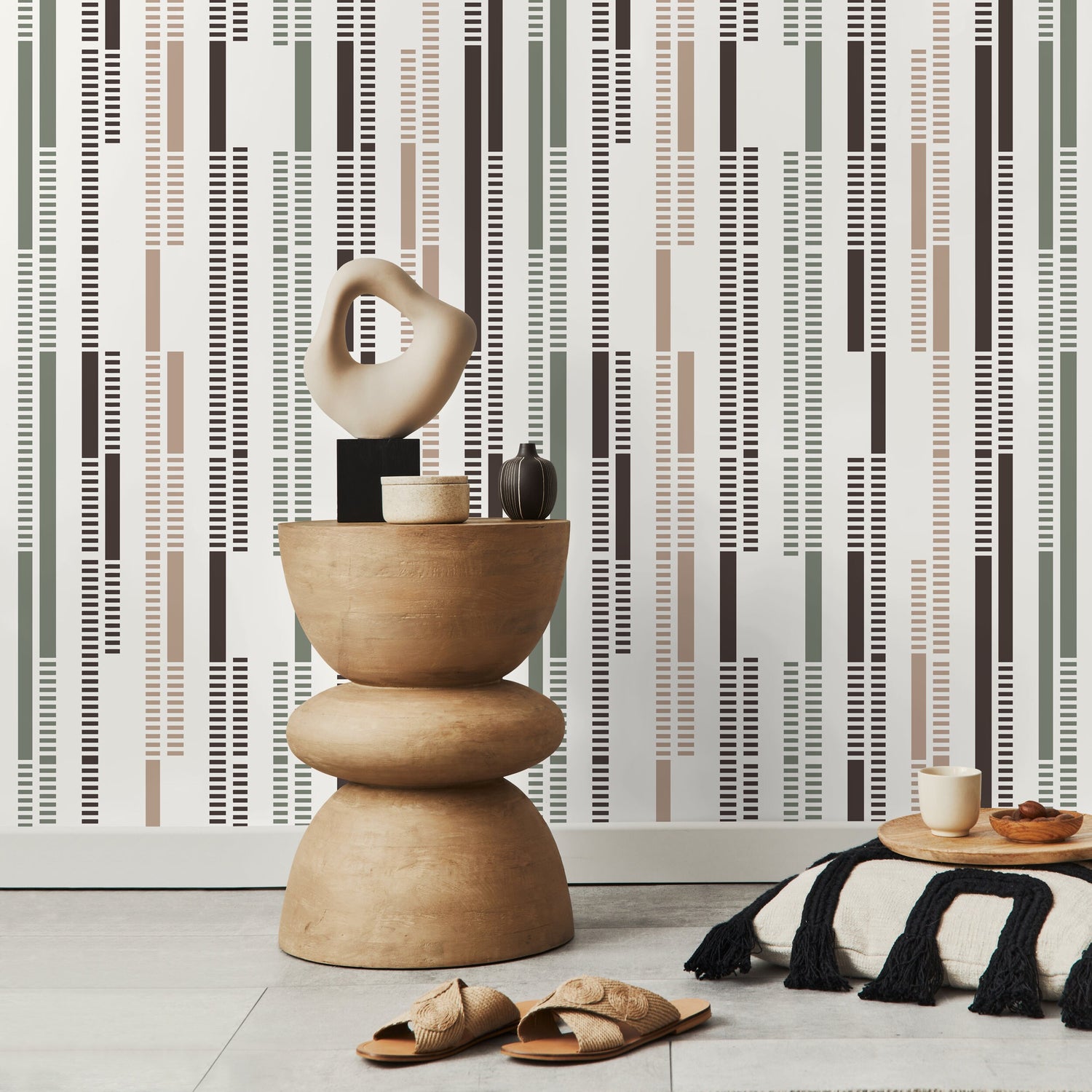 Taupe Contemporary Geometric Wallpaper Abstract Wallpaper Peel and Stick and Traditional Wallpaper - D742