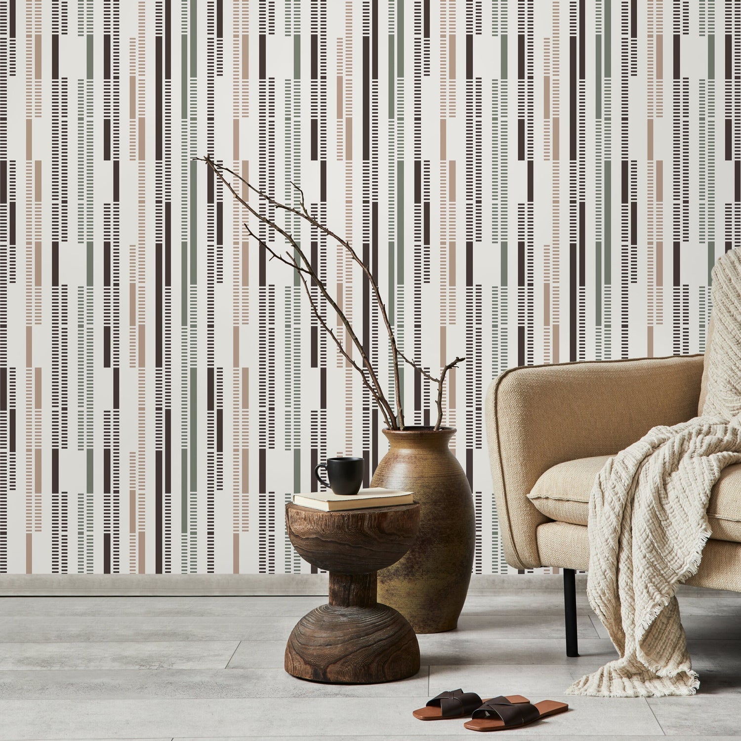 Taupe Contemporary Geometric Wallpaper Abstract Wallpaper Peel and Stick and Traditional Wallpaper - D742