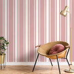 Pink Striped Wallpaper Vintage Wallpaper Peel and Stick and Traditional Wallpaper - D759