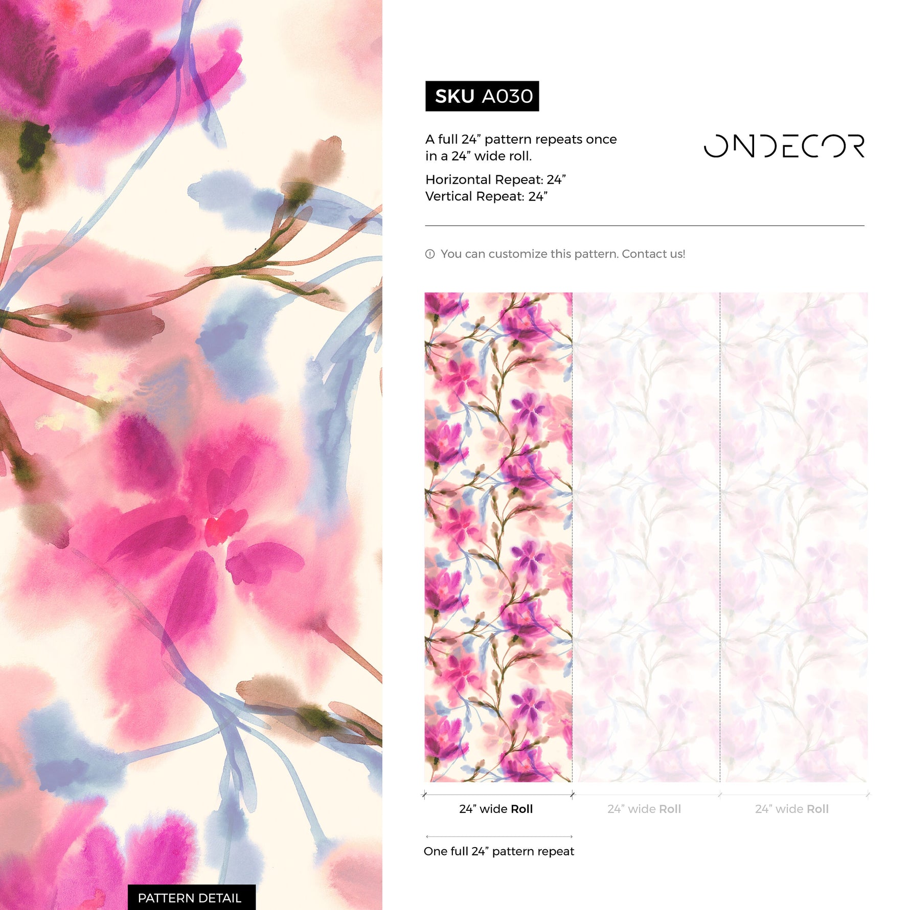 Floral Watercolor Bliss Wallpaper - A030