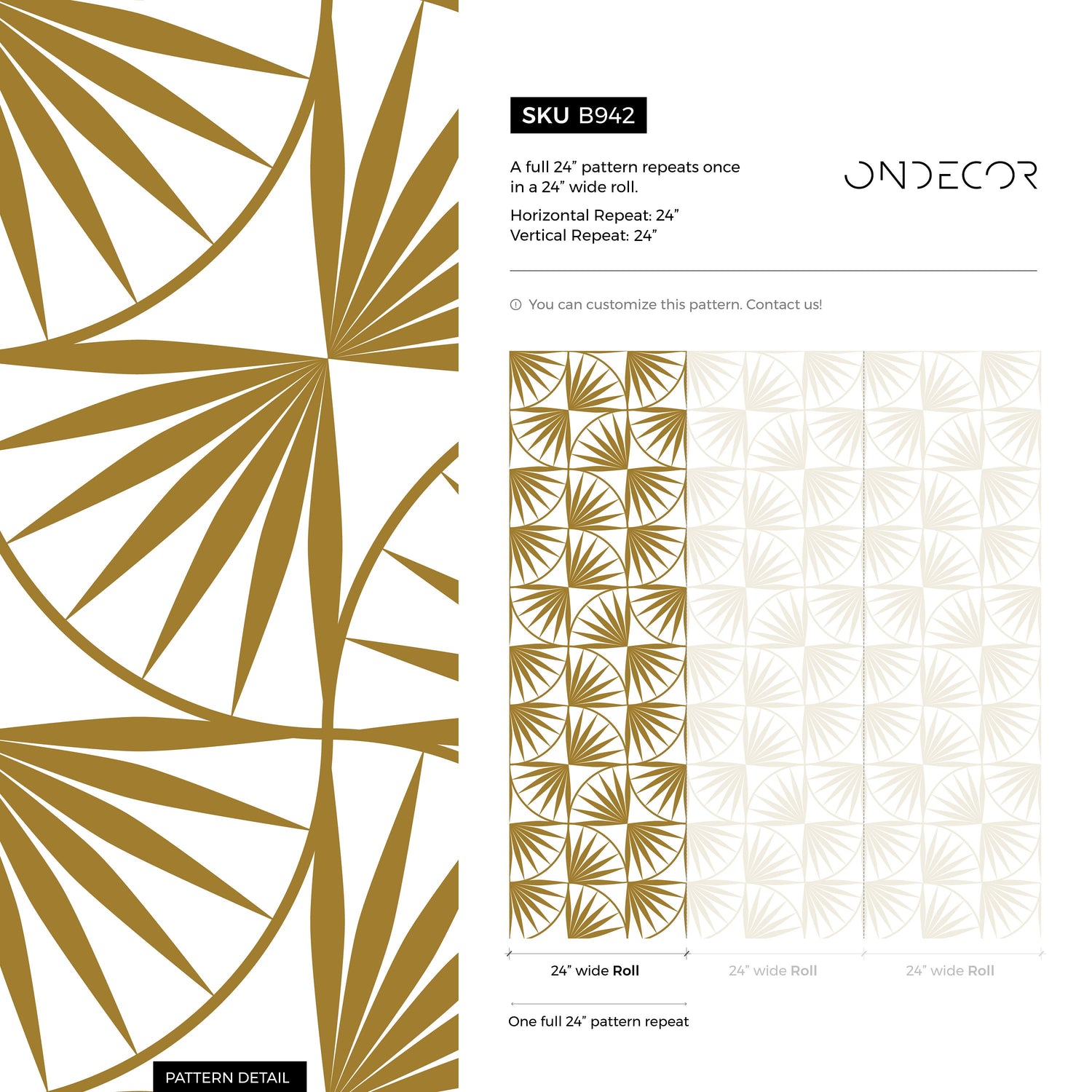 Geometric Fan Foliage Wallpaper - B942